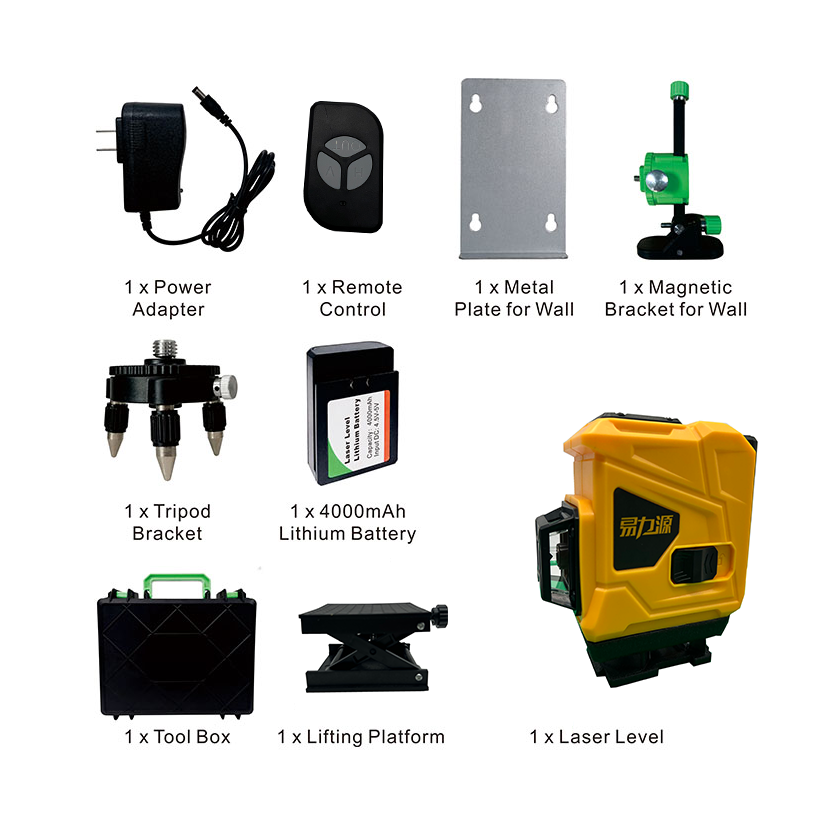 Wholesale High Quality Green Laser  Beam Professional 4D 360 12 16  Line Laser Level With Remote Control