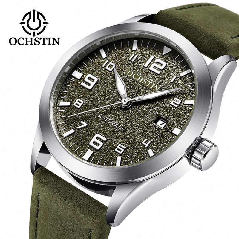 OCHSTIN intrinsically green boys mechanism watch genius PU leather band water resistant auto Ochstin Watch