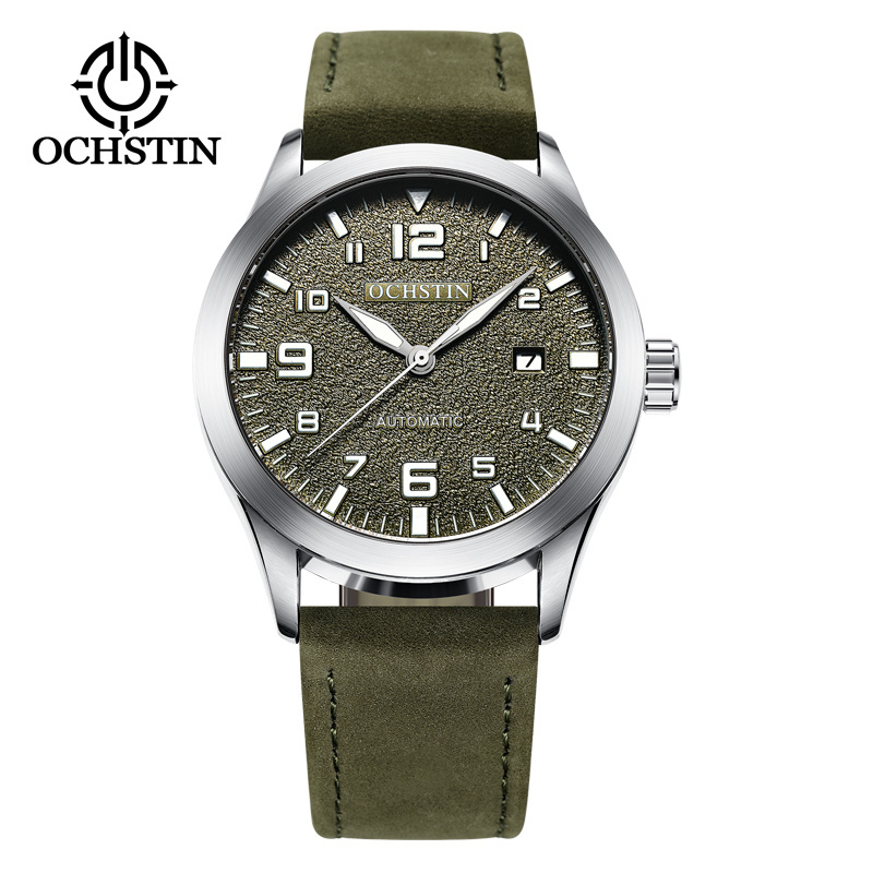 OCHSTIN intrinsically green boys mechanism watch genius PU leather band water resistant auto Ochstin Watch