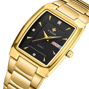 New Arrival WWOOR 8837 Gold Quartz Mens Watches Square Fashion Business Watch Waterproof