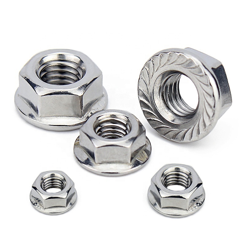 M6 M8 M10 Stainless Steel Self Locking Hexagon Flange Nuts with Serration