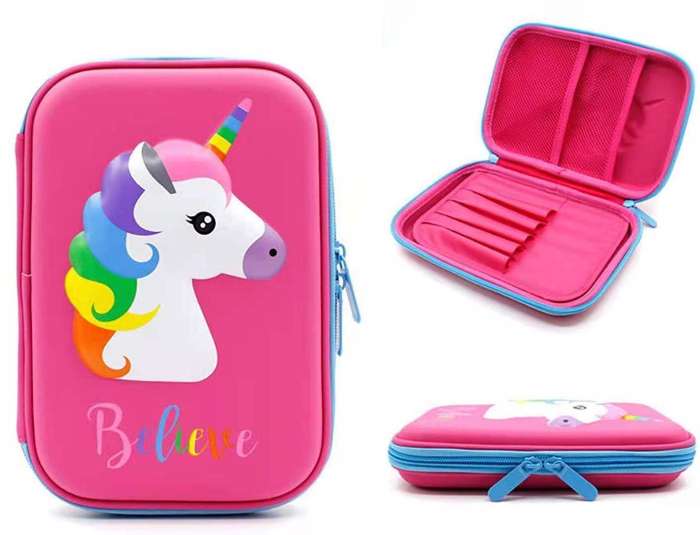 EVA Unicorn Pen Pouch Bag EVA Stationery Box Anti-Shock Pencil Bag Large Capacity for School Students Pencil case