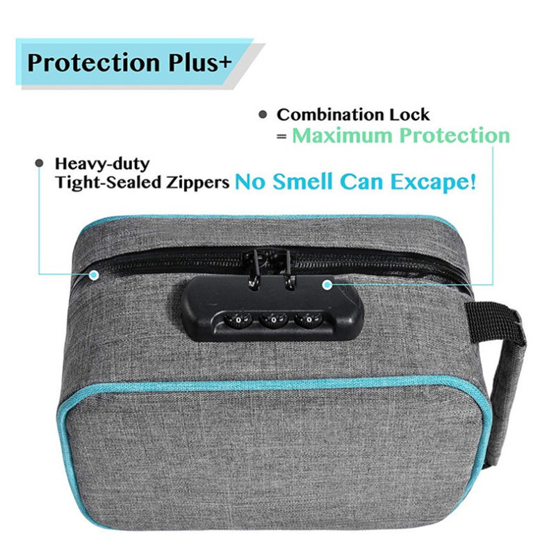 Medicine Lock Box Bag Travel Storage Case Smell Proof Carbon Lined Zipper Bag