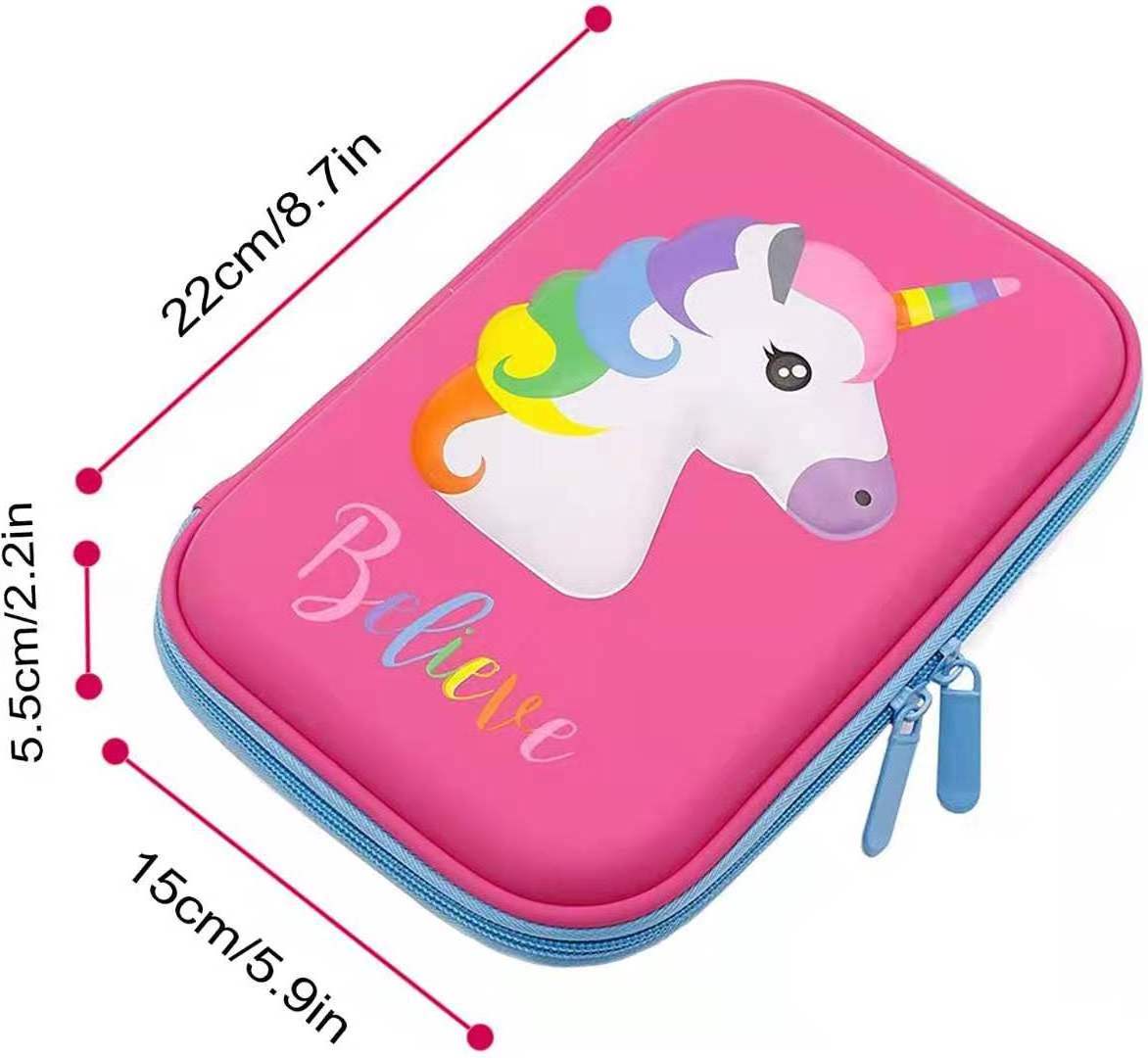 EVA Unicorn Pen Pouch Bag EVA Stationery Box Anti-Shock Pencil Bag Large Capacity for School Students Pencil case