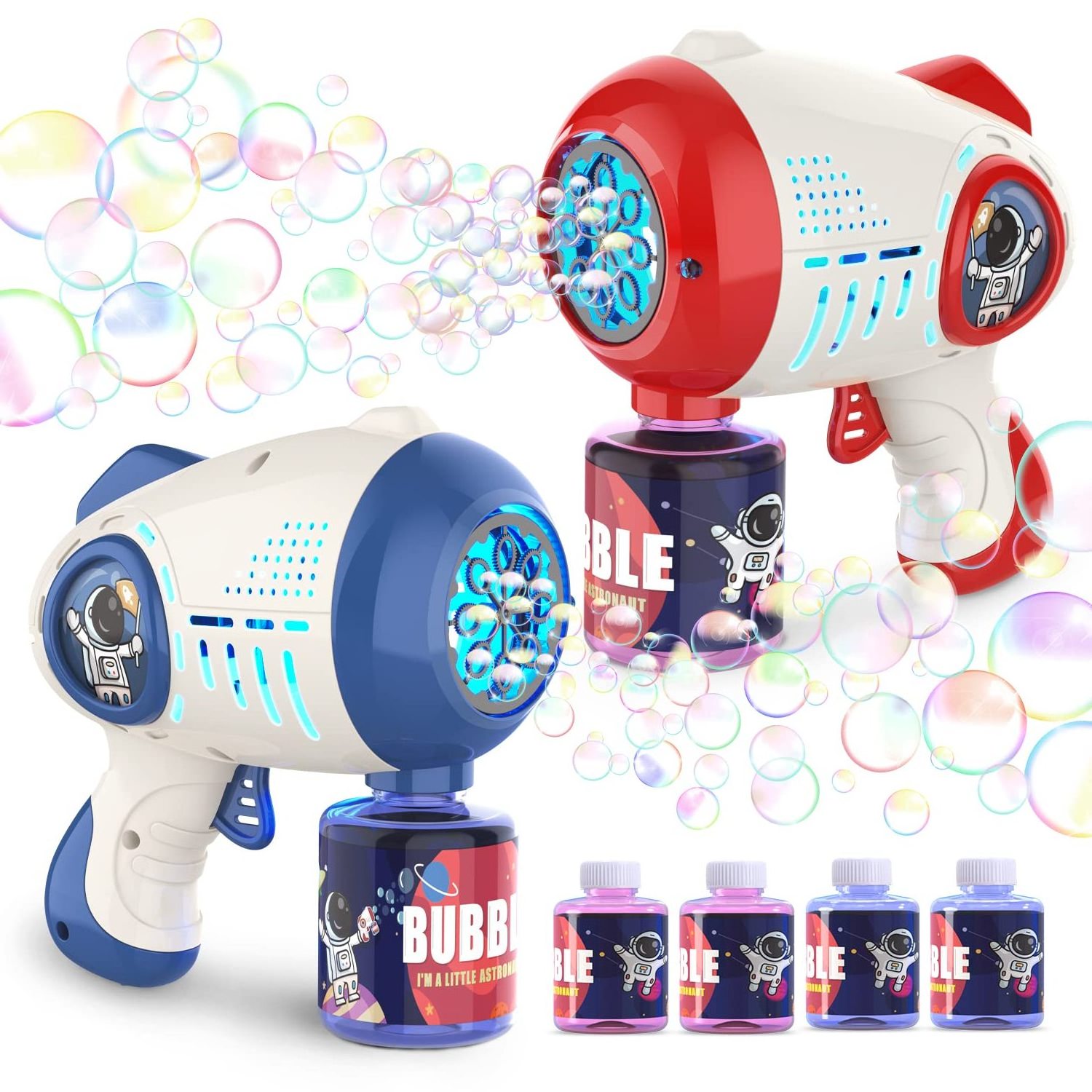 2024 new Bubble gun Machine for Toddlers, 8 Hole Blower with 4 Refill, Automatic Bubble Maker for Bubble Blaster,Outdoor Toys,