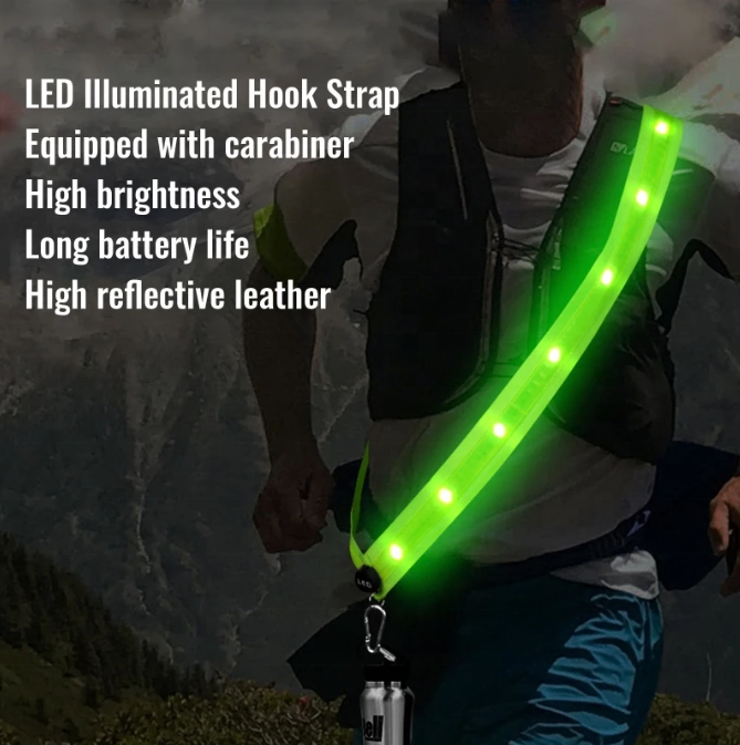 LED Luminescent Shoulder Vest Cycling Running Sports Safety Gear USB Flashing Visibility LED Outdoor Night Reflective Belt Strap