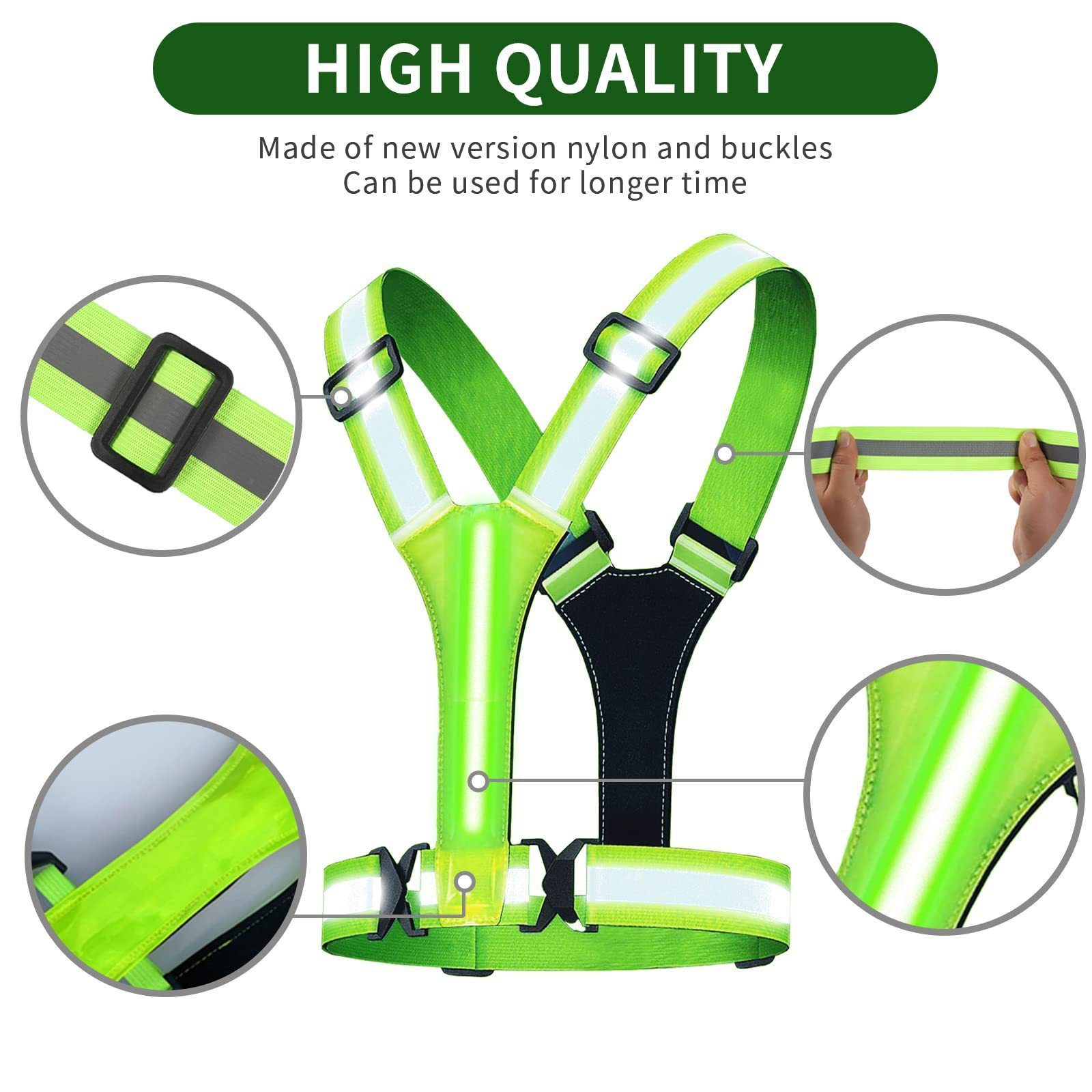 Wholesale Safety Vest Flashing With LED Lights Visibility Safety LED Running Reflective Safety Vest