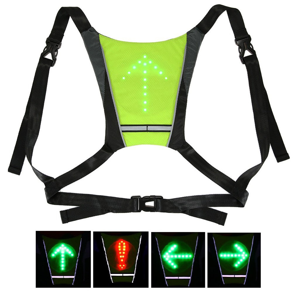 Wireless Reflective Sequential Warning Vests Bike Motorcycle Indicators Vest Lighting Mini LED Turn Signal Safety Vest