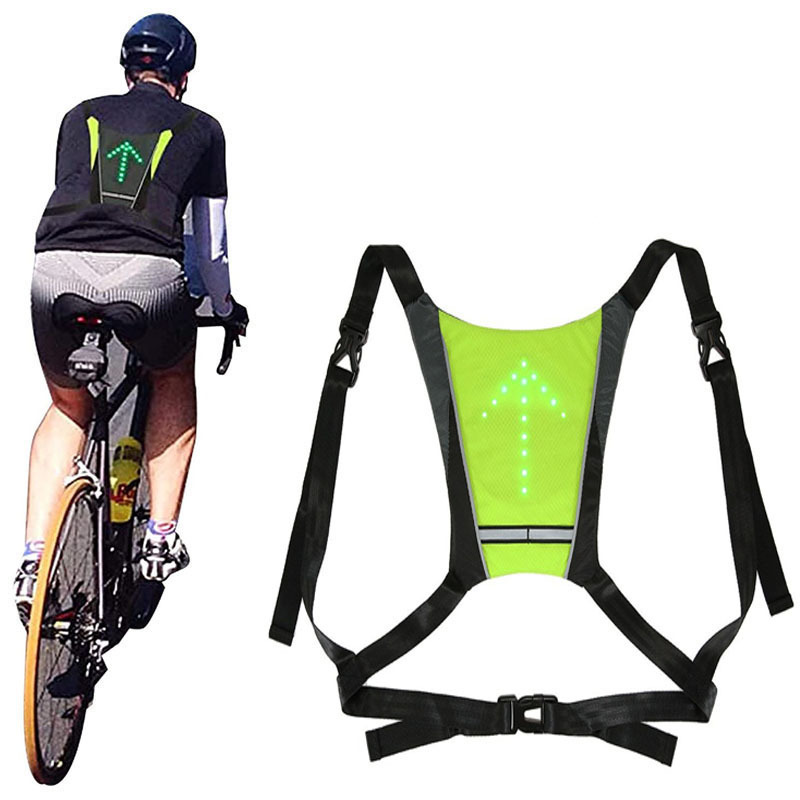 Wireless Reflective Sequential Warning Vests Bike Motorcycle Indicators Vest Lighting Mini LED Turn Signal Safety Vest