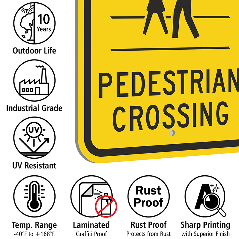 Benmu Custom High Quality Engineer Grade Reflective Aluminum Please Slow Down Pedestrian Crossing Warning Signs For Road Traffic