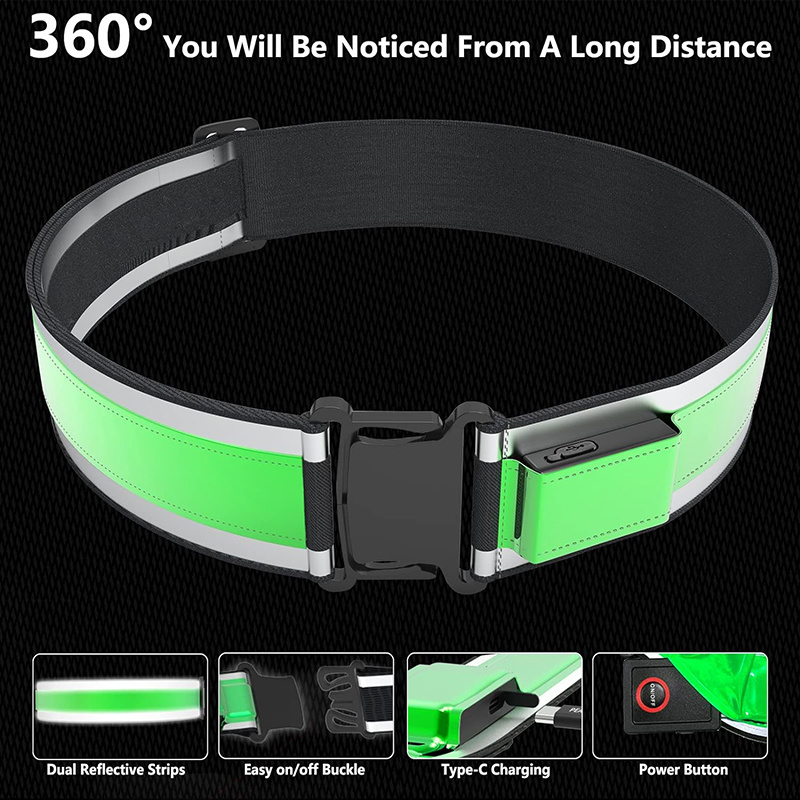 High Quality High Brightness Reflective PVC Nylon USB Charging LED Running Light Armband Safety Belt Stripe For Walking At Night