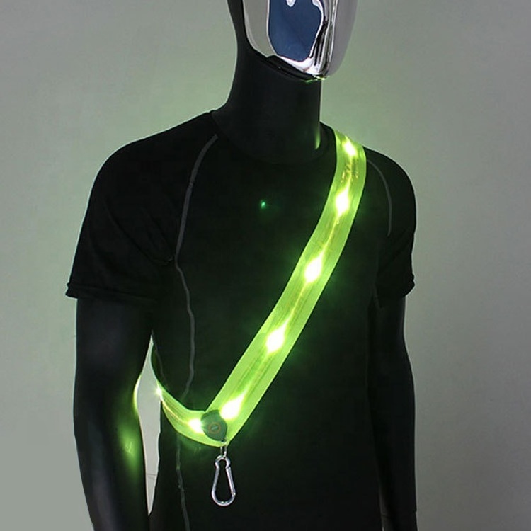 LED Luminescent Shoulder Vest Cycling Running Sports Safety Gear USB Flashing Visibility LED Outdoor Night Reflective Belt Strap