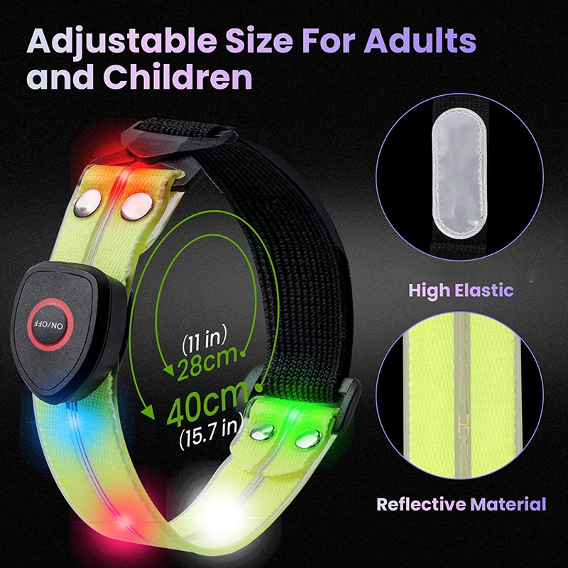 Sport Running LED Armband Lights USB Rechargeable Night Safety Reflective Gear For Cycling Hiking Night Walking Riding Arm Band