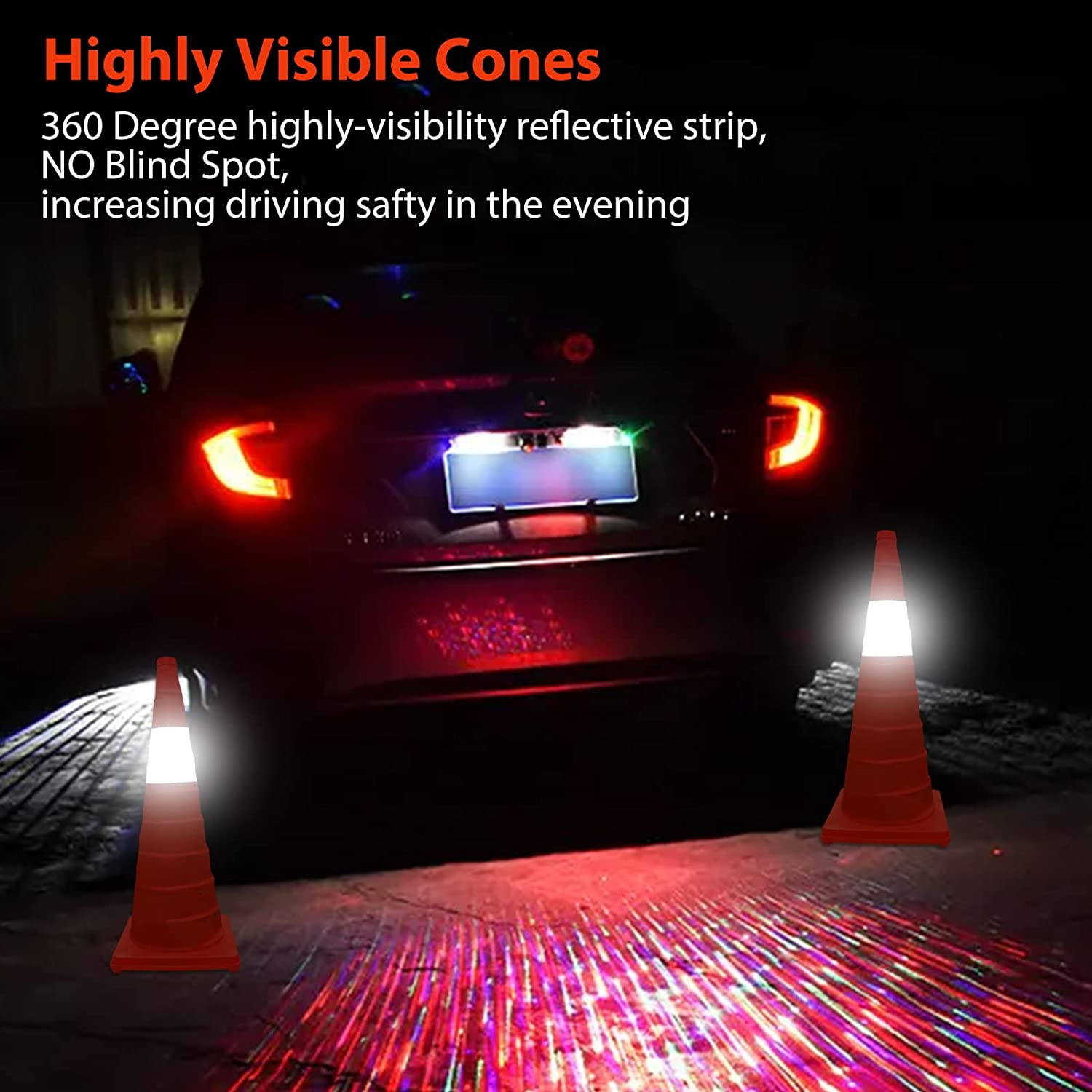 Rubber PVC m Reflective Retractable Collapsible Traffic Orange Cones with Warning LED Light Products for Roadway Safety