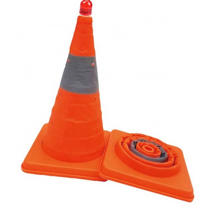 Rubber PVC m Reflective Retractable Collapsible Traffic Orange Cones with Warning LED Light Products for Roadway Safety