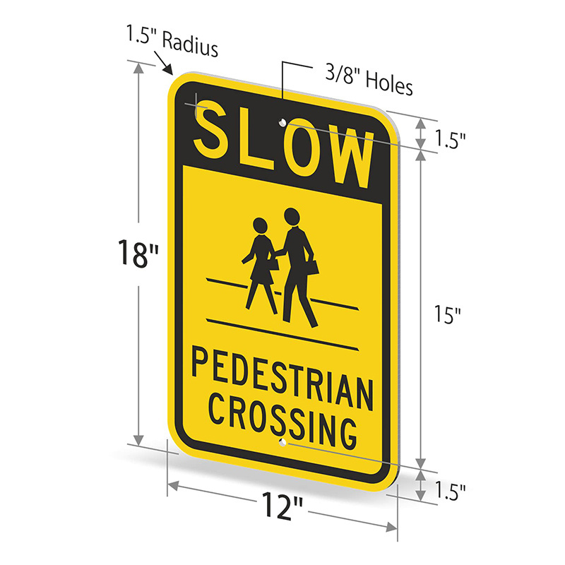 Benmu Custom High Quality Engineer Grade Reflective Aluminum Please Slow Down Pedestrian Crossing Warning Signs For Road Traffic