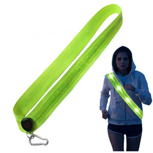 LED Luminescent Shoulder Vest Cycling Running Sports Safety Gear USB Flashing Visibility LED Outdoor Night Reflective Belt Strap