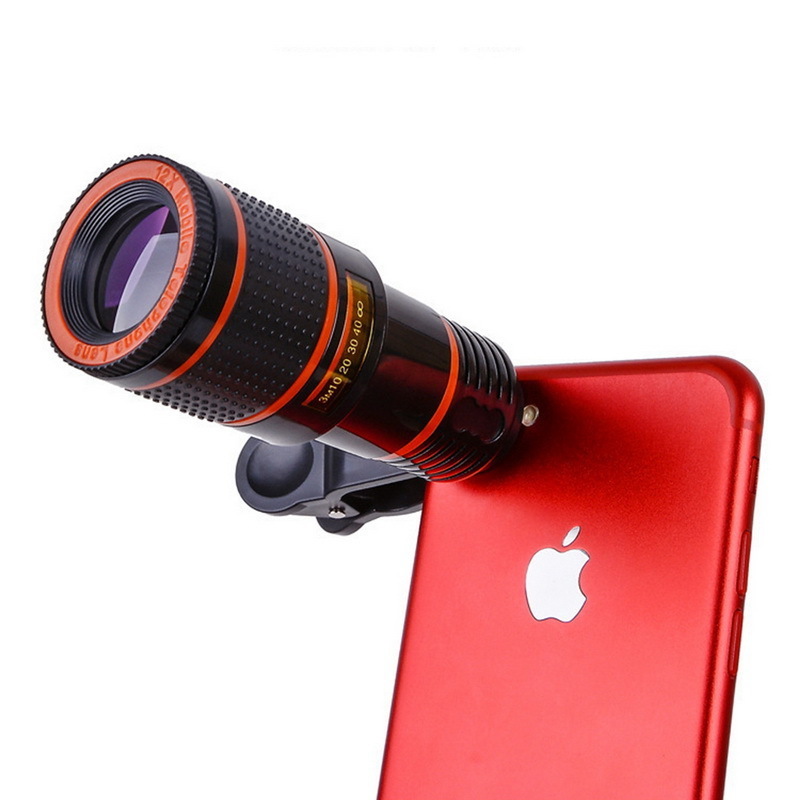 Universal Cell Phone Telescope Telephoto Camera Lens 8X 12X Zoom Manual Focus Clip-on Camera Lens