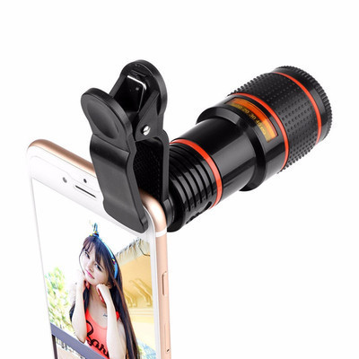 Universal Cell Phone Telescope Telephoto Camera Lens 8X 12X Zoom Manual Focus Clip-on Camera Lens