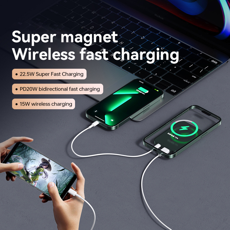 Best Selling Magnetic Power Bank Battery Pack 10000mah Wireless Charging Phone Charger Portable PowerBank For outdoor