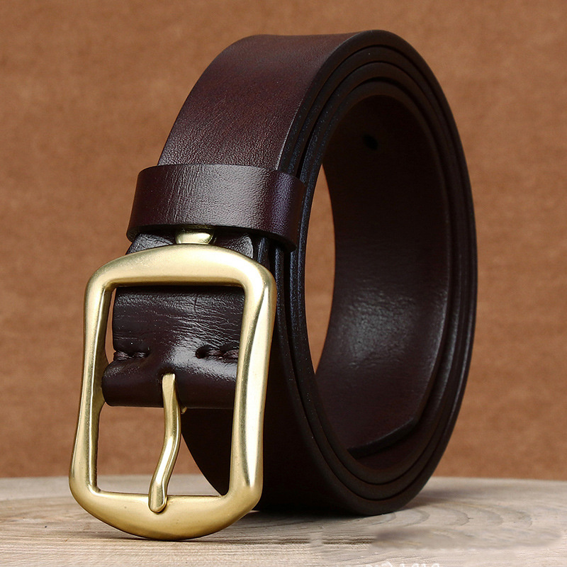 Luxury Mans Cow Genuine Leather Buckle Belt  Business Adjustable  Classic Vintage Leather Belt For Men