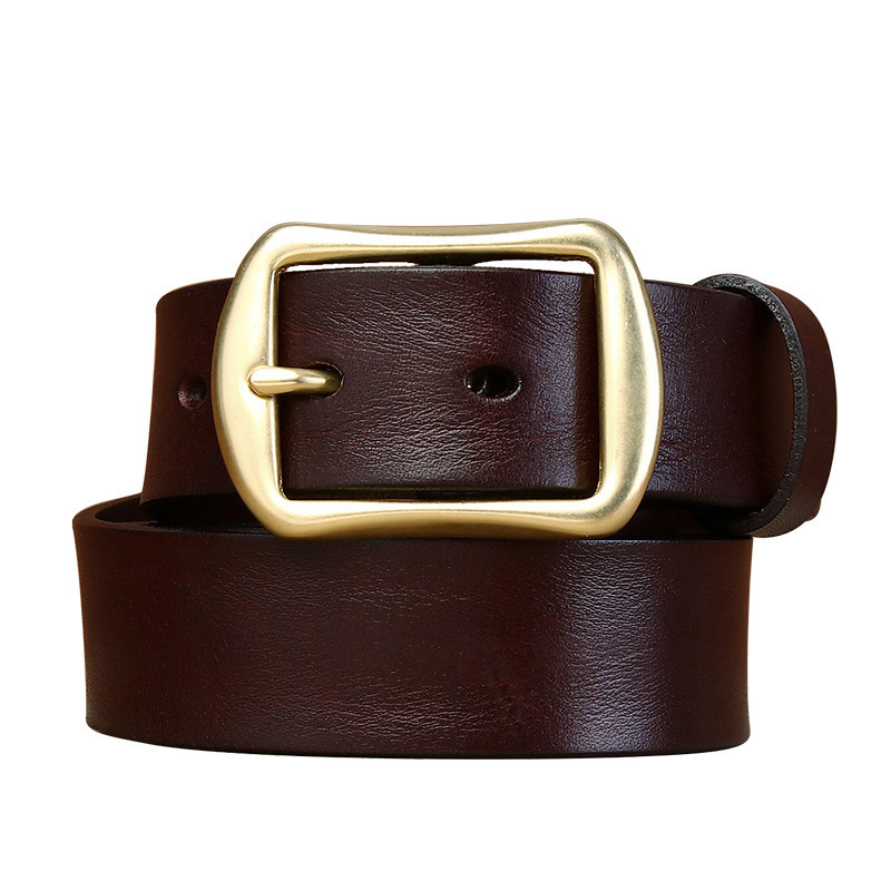 Luxury Mans Cow Genuine Leather Buckle Belt  Business Adjustable  Classic Vintage Leather Belt For Men