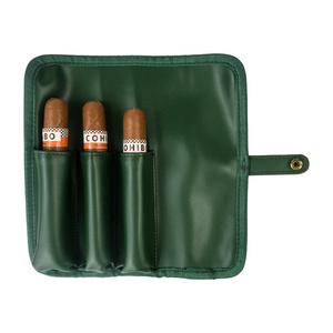 Personalized Pu Leather Cigar Case Travel Portable Carry Three Holder Cigar Case Bag