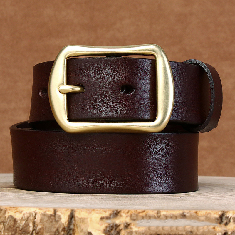 Luxury Mans Cow Genuine Leather Buckle Belt  Business Adjustable  Classic Vintage Leather Belt For Men