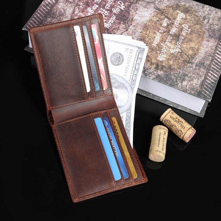 Men Wallet Slim Front Pocket RFID Blocking Leather Wallet ID Card Leather Wallet for Men