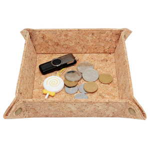 Boshiho Custom Cork Jewelry Organizer Catchall Key Phone Coin Box Eco-friendly Storage Tray Valet TrayCaddy Bedside Storage Box