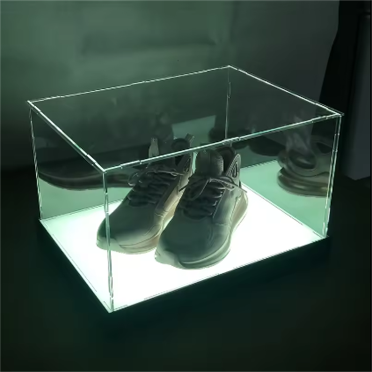 Self-Assembly Display Box Detachable Clear Acrylic Shoe Box Sneaker Shoes Case Shoe Display Box with LED lighting