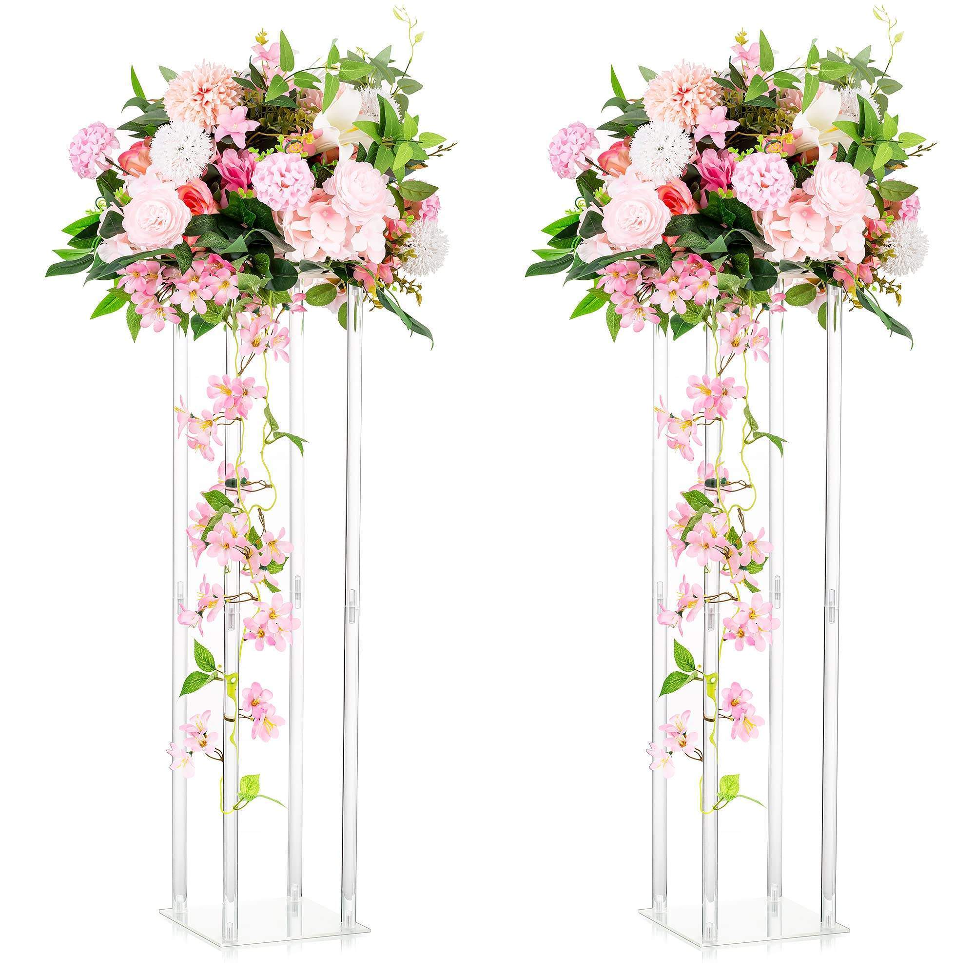 Tall Column Acrylic Flower Stand Clear Acrylic Vases Wedding Centerpieces Acrylic Display Racks