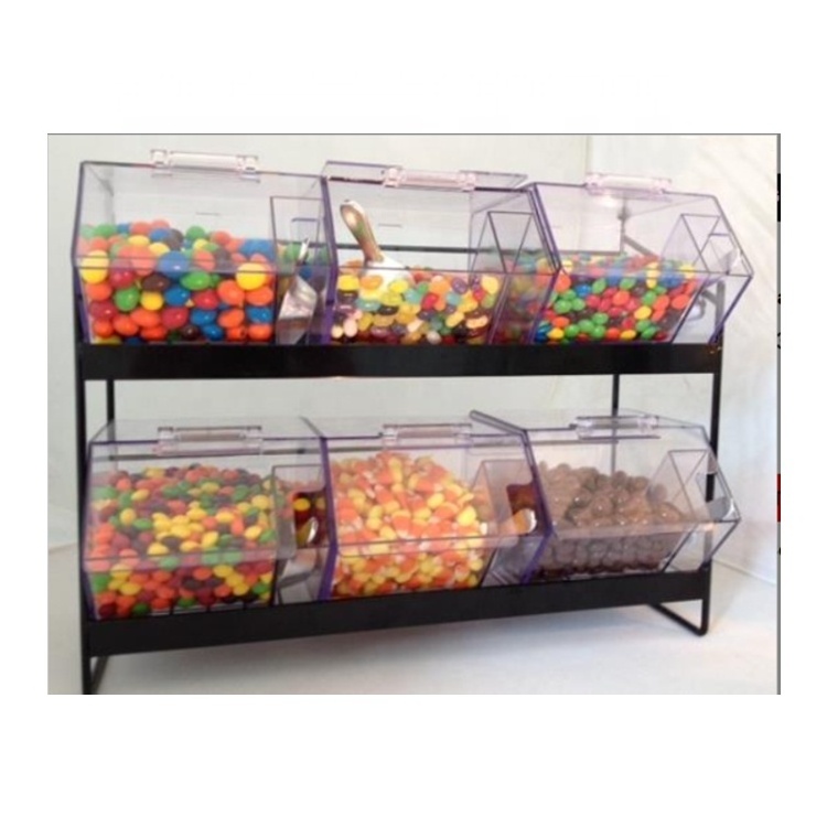 3 Layer Acrylic Bulk Candy Display Rack Lucite Perspex Chocolate Stand Jumbo Mini Bin Display Rack