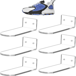 Wall Mounted Clear Acrylic Shoe Display Shelf for Wall Floating Shoe Shelves Sneaker Shelves to Show Top Shoes