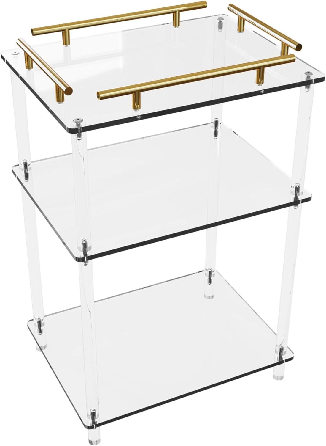 Narrow Acrylic Side Table for Small Spaces Skinny Nightstand/Bedside Table