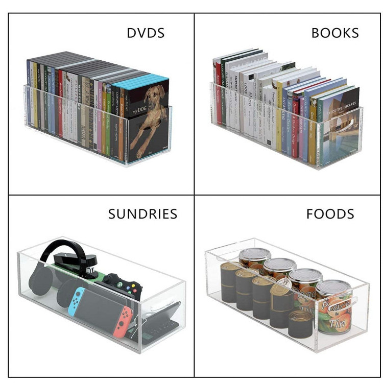 Simple Acrylic Clear DVD/CD Storage Box Desktop Acrylic 2 Packs Acrylic Storage Container for Booklets Video Game Cases