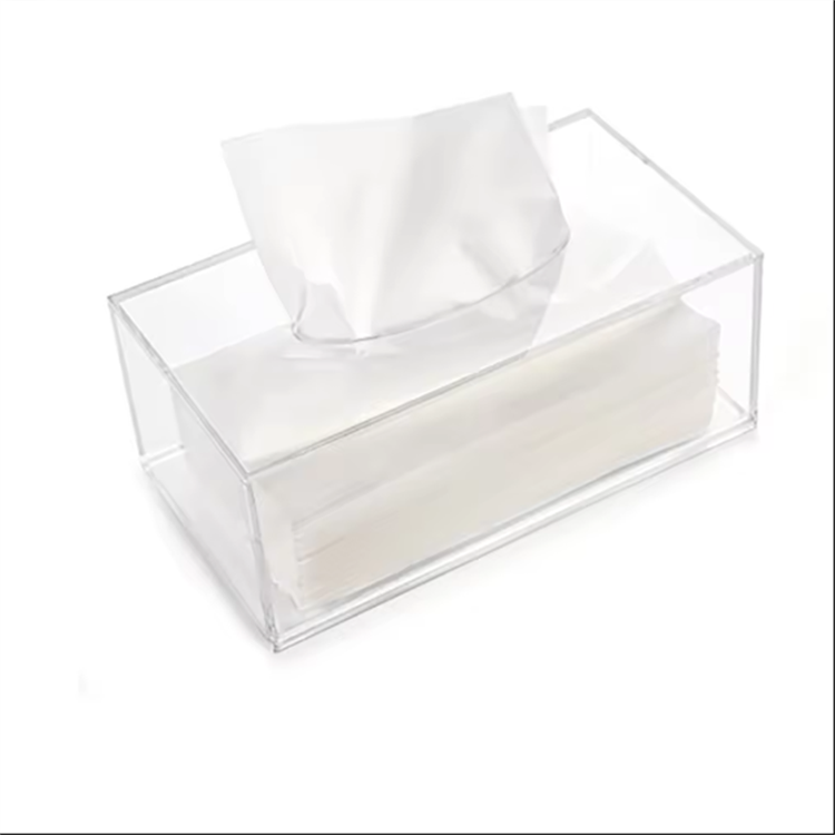 Clear Acrylic Tissue Boxes Holder, Rectangle Dispenser Tissue Box Cover with draw for Bathroom, Bedroom Dresser, Countertop