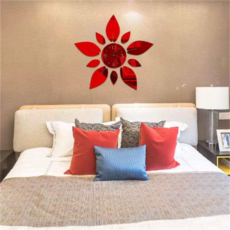 Modern Acrylic Flowers Digital 3D Large Wall Clock Mirror Stickers Self Adhesive Acrylic Mirror Wall Clock Decoration For Home