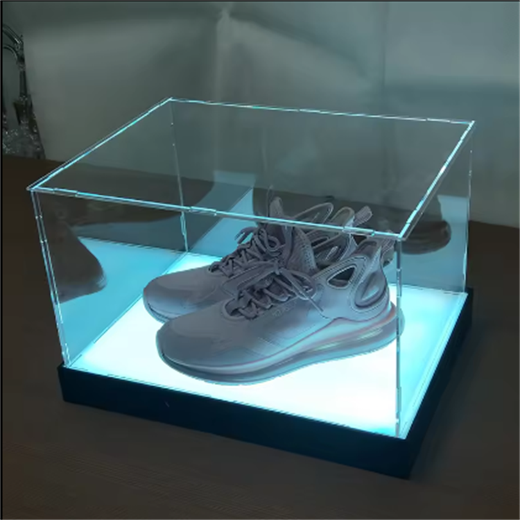 Self-Assembly Display Box Detachable Clear Acrylic Shoe Box Sneaker Shoes Case Shoe Display Box with LED lighting