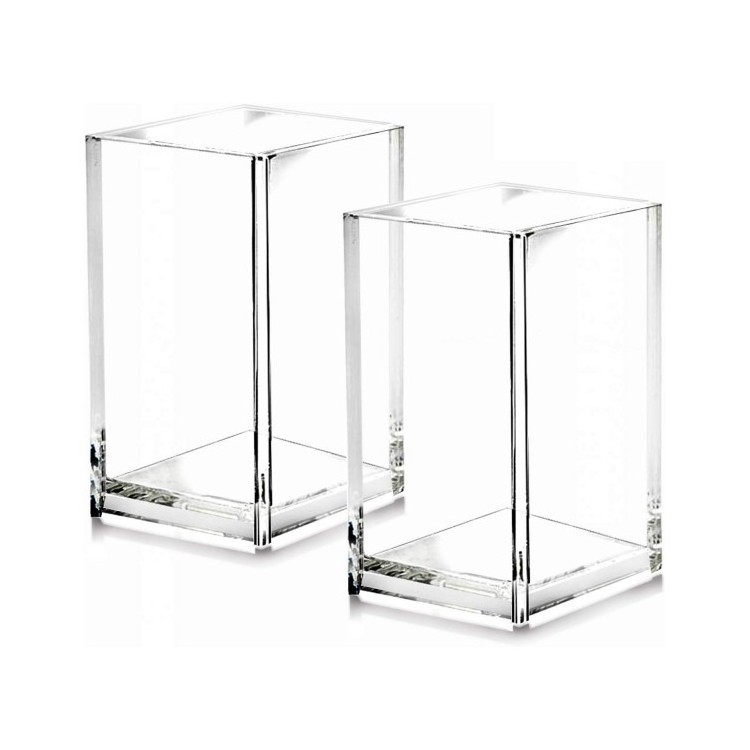 Acrylic Desk Accessories 2 Pack Clear Acrylic Pencil Pen Holder Cup, Makeup Brush Holder