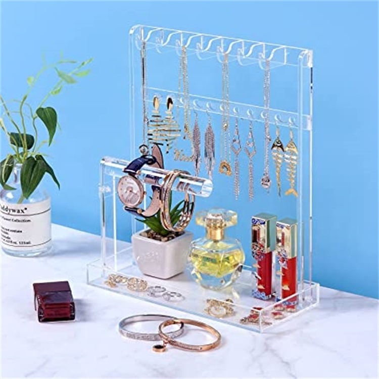 Stylish Jewelry Stand Holder Tree 4-Tier Necklace Earring Bracelet Ring Watches Hanging Organizer Acrylic Jewelry Display Tower