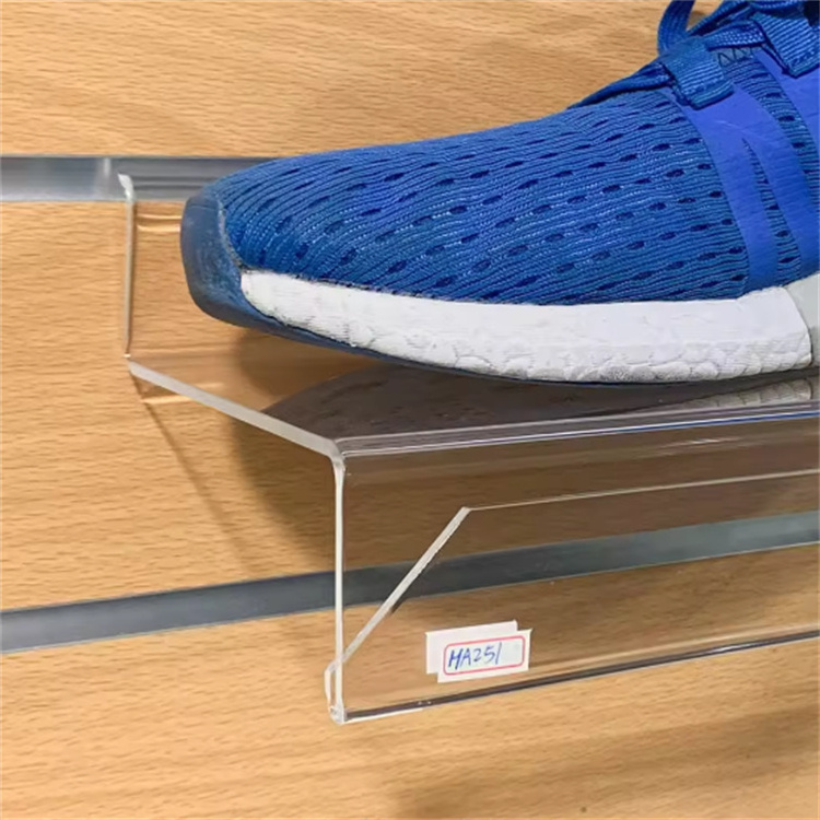 Wall slatwall display acrylic shoes rack for store acrylic shoes rack for store Wall slatwall display