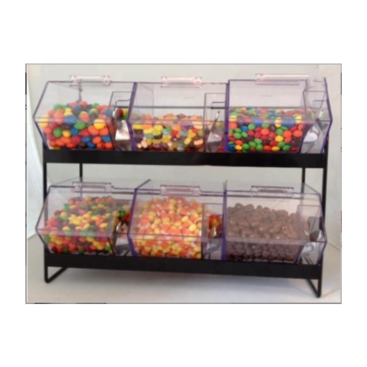 3 Layer Acrylic Bulk Candy Display Rack Lucite Perspex Chocolate Stand Jumbo Mini Bin Display Rack