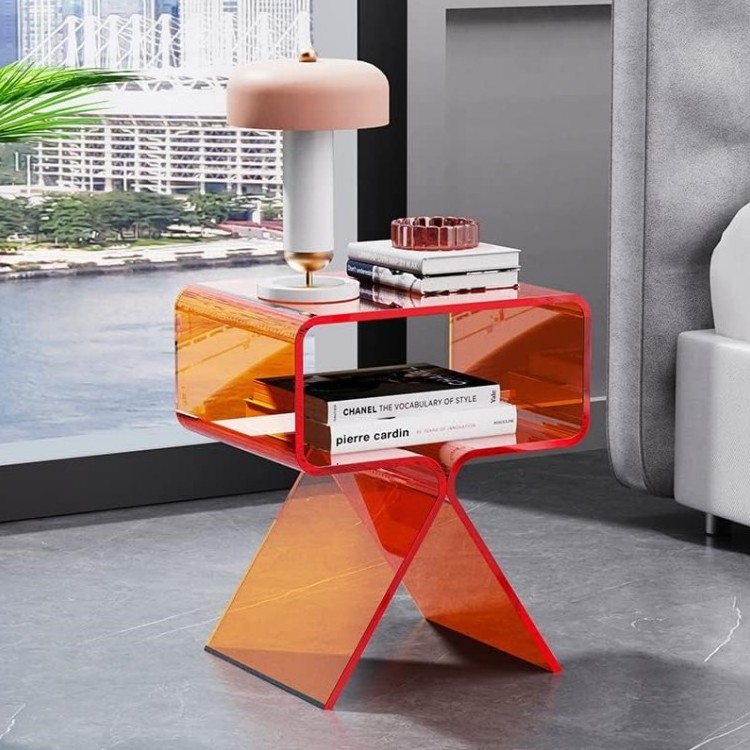 New Fashion Durable Orange Hotel Coffee Bedside Table Simple Nordic Bed Side Table