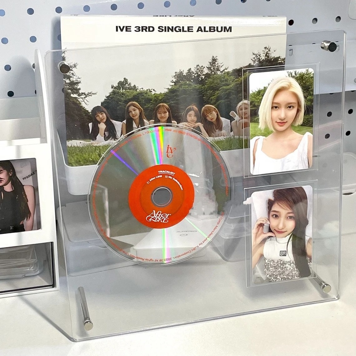 Popular Kpop Acrylic CD Frame Stand 2 Photocards Display Clear Shelf Holder CD Frame Display Disc Photocard Stand for Kpop Album