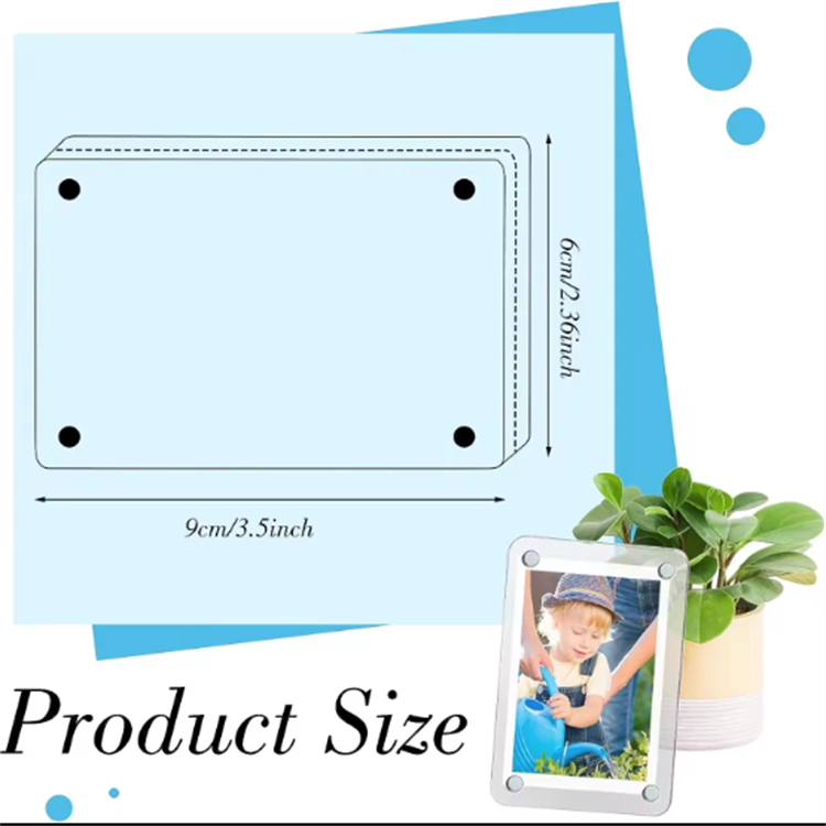 Acrylic Mini Magnetic Photo Frames for RefrigeratoDouble Sided Fridge Magnetic Picture Frame Clear Magnetic Photo Display