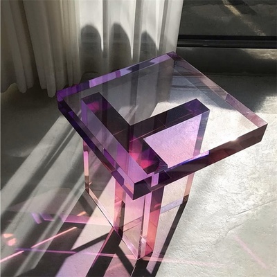 Modern End Table Acrylic Purple Nightstand Side Table Clear Perspex Coffee Table Home Decor Lucite Acrylic Stand Display