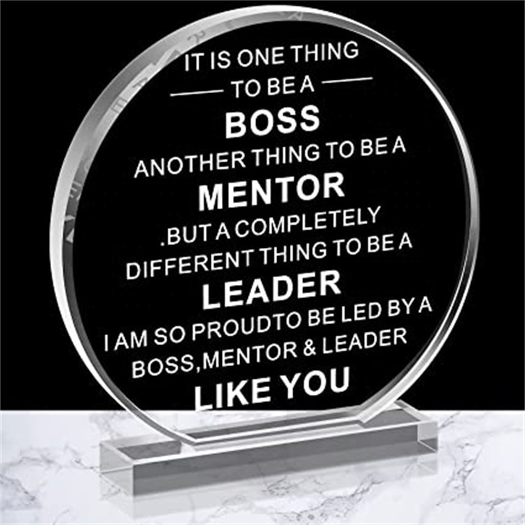 Simple Round Acrylic Boss Day Gift Men Women Office Gift Boss Leader Desktop Decoration Gift for Appreciation Plaque Funny Work