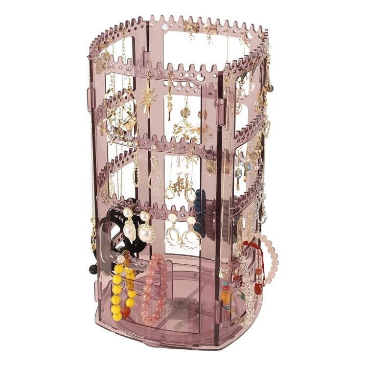 Purple Classic 360 Rotating Acrylic 4 Tiers Earring Display Stands Hanging Jewelry Rack Holder Display Stand