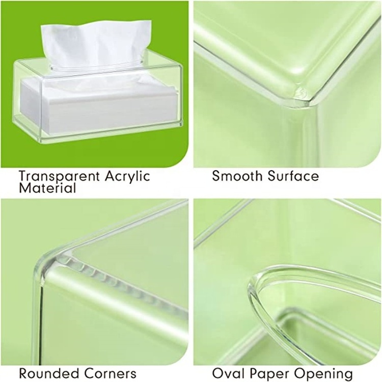 Rectangular Acrylic Tissue Box Cover Clear Tissue Holder Napkin Dispenser Facial Magnetic Dryer Sheet Box for Office Home